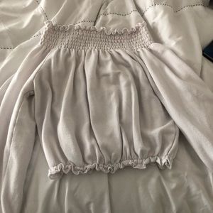 garage off the shoulder cropped top.